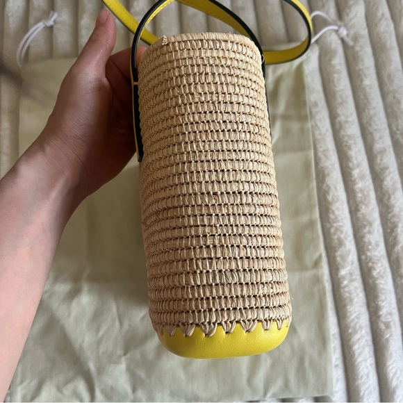 Loewe Paulas Ibiza Anagram Logo Mini Raffia Basket Shoulder Bag in Yellow - Picture 10 of 12